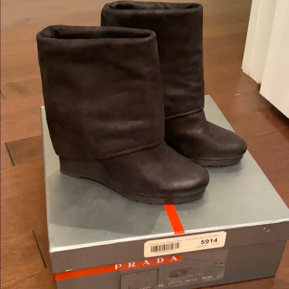 Prada wedge boots size 36.5 6.5